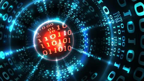 Abstract computer data background programming binary code, data stream hacking Stock Illustration