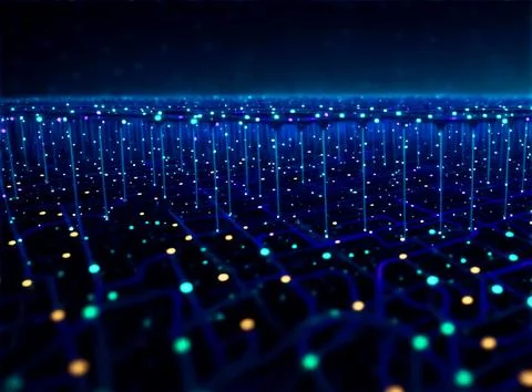 Abstract computer data characters, big data, and internet technology concepts Stock Photos