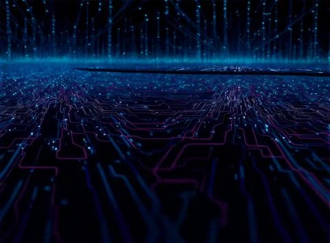 Abstract computer data characters, big data, and internet technology concepts Stock Photos