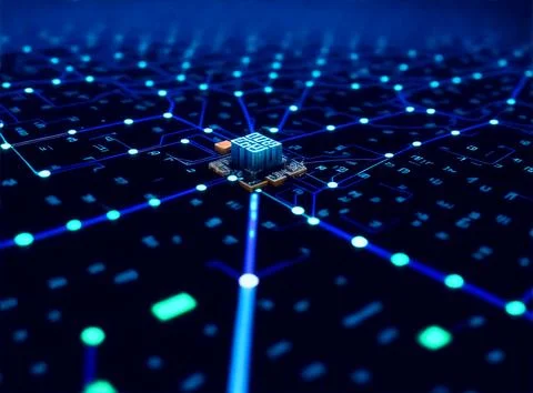 Abstract computer data characters, big data, and internet technology concepts 写真素材