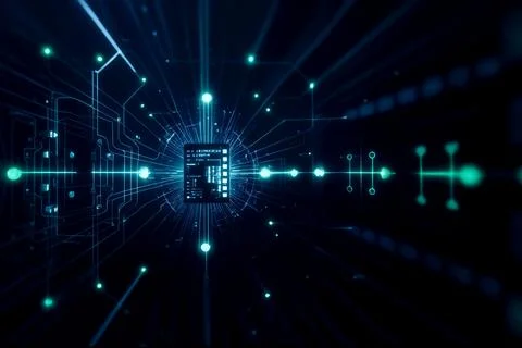 Abstract computer data characters, big data, and internet technology concepts Stock Photos