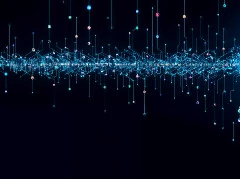 Abstract computer data characters, big data, and internet technology concepts Stock Photos