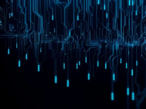 Abstract computer data characters, big data, and internet technology concepts 写真素材