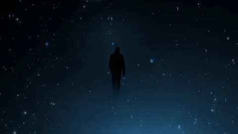 Abstract computer data network with a artistic walking man Видео 116831392