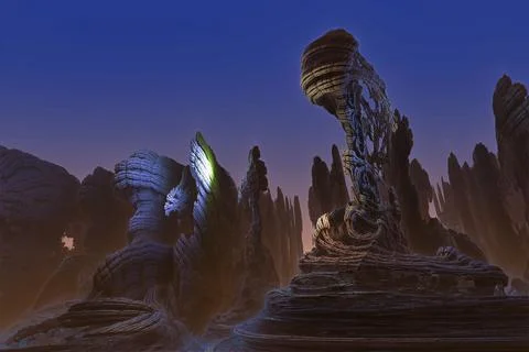 Abstract Computer generated Fractal design. 3D Aliens Illustration of a Beaut Illustrazione stock