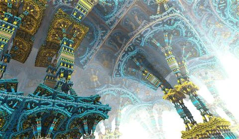 Abstract Computer generated Fractal design. 3D Illustration of a Beautiful in Illustrazione stock