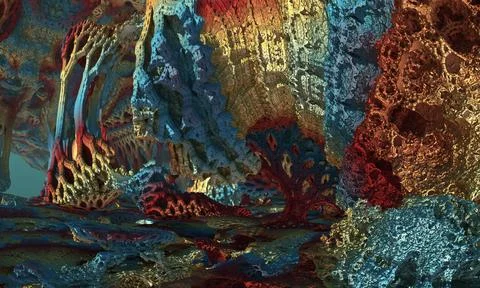 Abstract Computer generated Fractal design. 3D Illustration of a Beautiful in Illustrazione stock