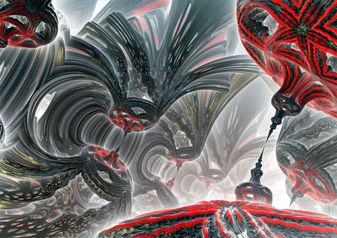 Abstract Computer generated Fractal design. 3D Aliens Illustration of a Beaut Stock Illustration