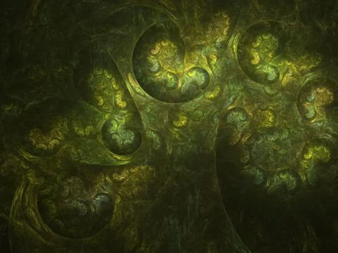 An abstract computer generated modern fractal design on dark background. Abst Stock Illustration