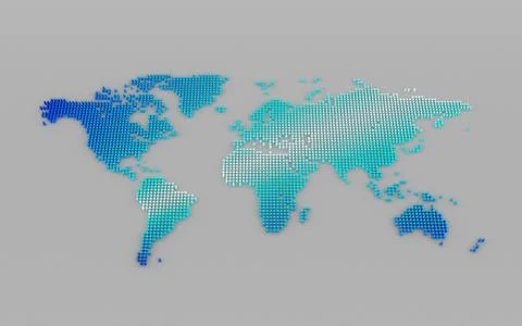 Abstract computer graphic World map of blue round dots Illustration