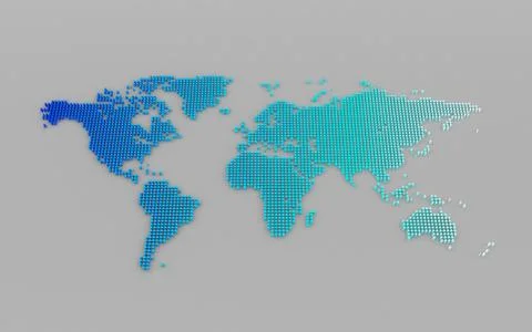 Abstract computer graphic World map of blue round dots Stock Illustration
