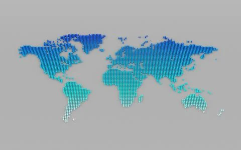 Abstract computer graphic World map of blue round dots Stock Illustration