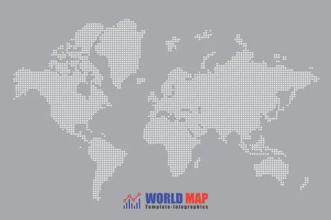 Abstract computer graphic World map of white round dots. Vector illustration Stock-Illustration