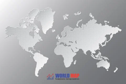 Abstract computer graphic World map of white round dots. Vector illustration イラスト素材