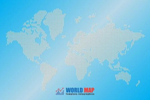 Abstract computer graphic World map of white round dots. Vector illustration Stock Illustration