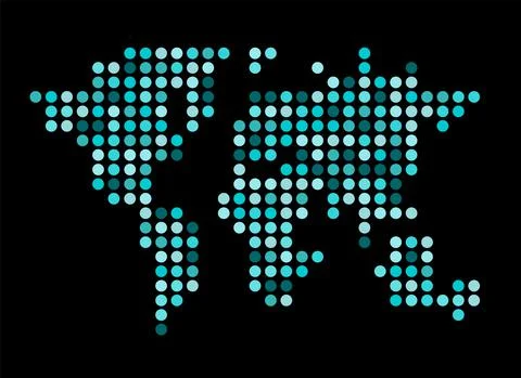 Abstract computer graphic World map of round dots Stock Illustration