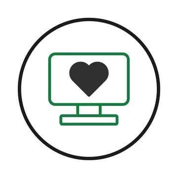 Abstract computer with heart symbol representing digital love and connectio.. Stock Illustration
