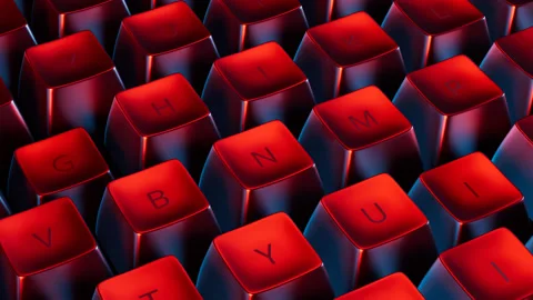 Abstract computer keyboard self typing Stock Footage 248300201
