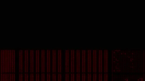 Abstract Computer Screen Runs Program Displaying Red Coding with Black Backdrop Video stock 211881405