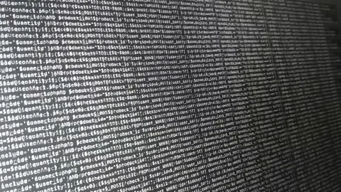 Abstract computer script code. Programming code screen of software developer Stock Footage 145263423