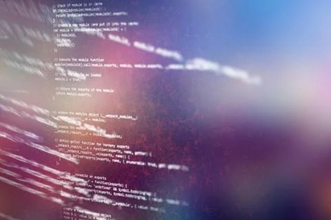 Abstract computer script code. Programming code screen of software developer. Stock Photos