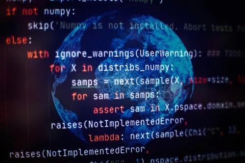 Abstract computer script code. Programming code screen of software developer. Stock Photos