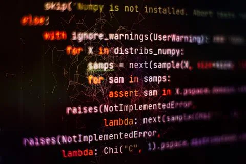 Abstract computer script code. Programming code screen of software developer. Stockfoto's