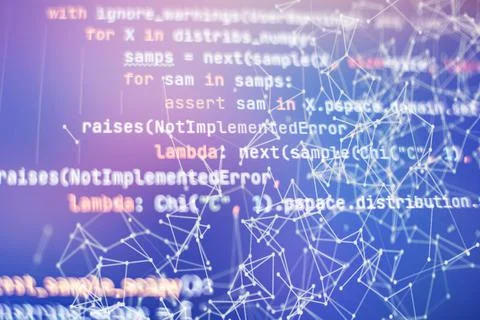 Abstract computer script code. Programming code screen of software developer. Stock Photos