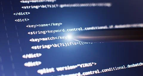 Abstract computer script code. Programming code screen of software developer. 写真素材