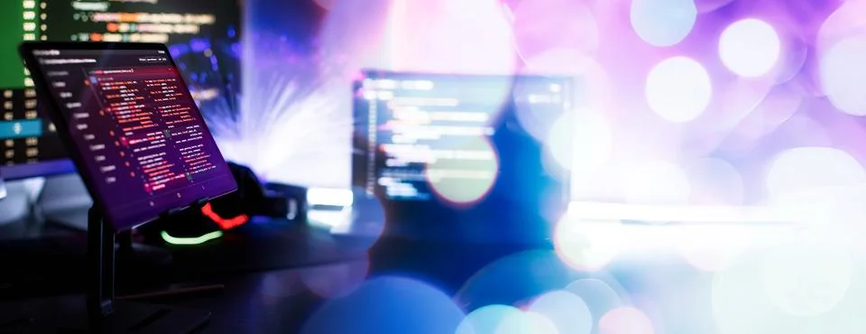 Abstract computer script code. Programming code screen of software develope.. 库存照片