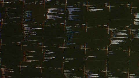 Abstract computer script source code with glitch effect. Animation. Screen of Stock Footage 144293187