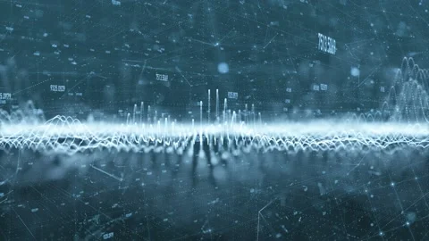 Abstract computer wavy lines with data loop background Stock Footage 229696864