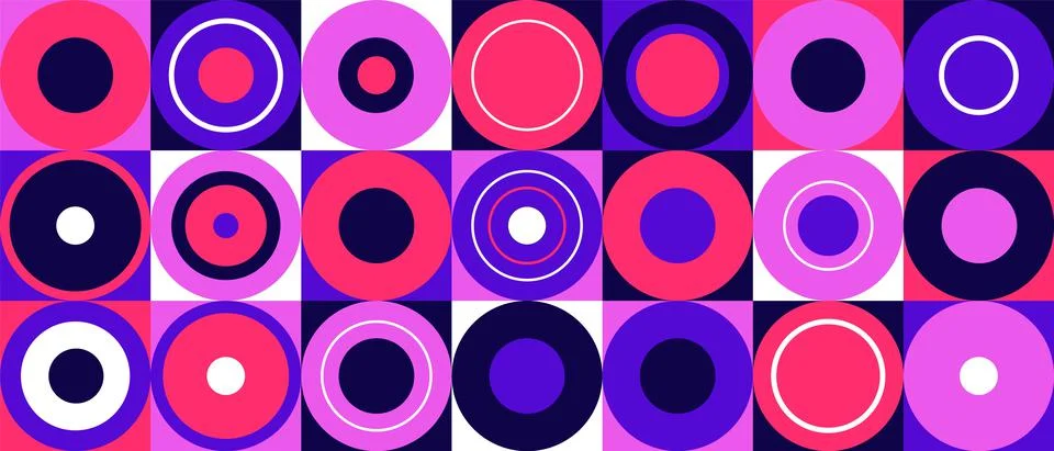 Abstract concentric circle background. Geometric bauhaus shapes, round elements Stock Illustration