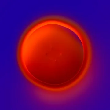Abstract concentric circle design - lava crater - fiery red hole on blue back Stock Illustration