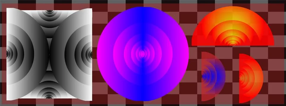 Abstract concentric circle gradient composition with colorful radial shapes.. Stock Illustration