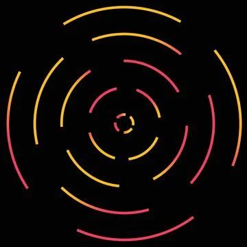 Abstract concentric circle segments in vibrant yellow orange and red gradie.. Stock Illustration