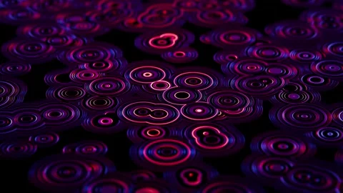 Abstract concentric circles background with animated neon rings Stock Footage 336630368
