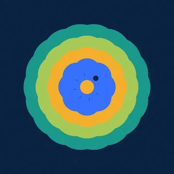 Abstract concentric circles design with gradient colors and dark center Stock Illustration