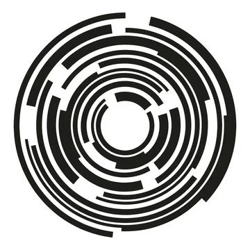 Abstract concentric circles forming technological labyrinth pattern イラスト素材