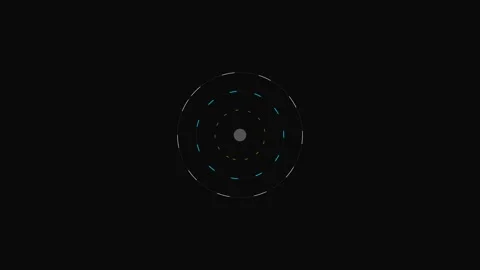 Abstract concentric circles glowing against a deep black background pattern Video stock 335117438