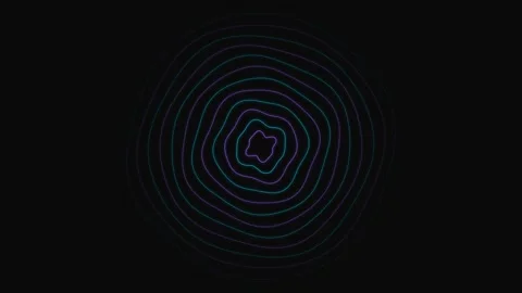Abstract concentric circles glowing with neon blue and purple light patterns Video stock 335118181