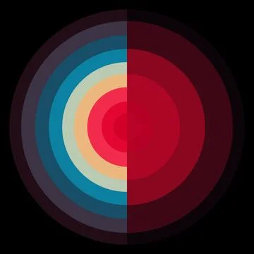 Abstract concentric circles with a gradient color scheme and dark background Stock Illustration
