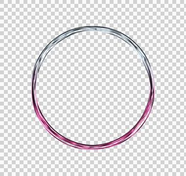 Abstract concentric circles with gradient colors and geometric shapes on dark Illustrazione stock