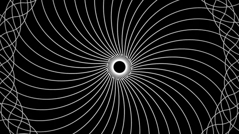 Abstract concentric circles with intricate geometric framing in dark cinema.. Stock Footage 343417013