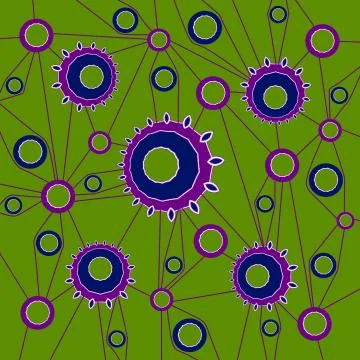 Abstract concentric circles pattern and lines olive green purple dark b Stock Illustration