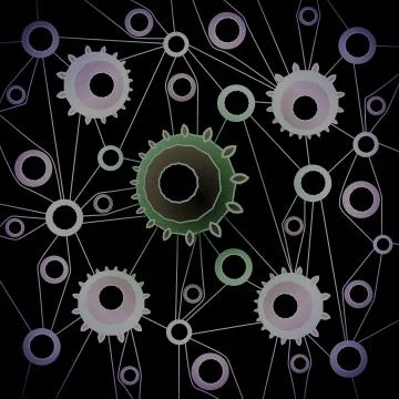 Abstract concentric circles pattern and lines black pink purple gray Stock Illustration