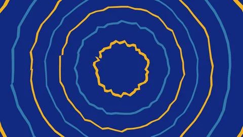 Abstract concentric circles pattern with blue and gold lines Illustrazione stock