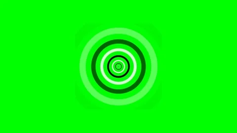 Abstract concentric circles pattern centered on a vibrant green background Stock Footage 340903193