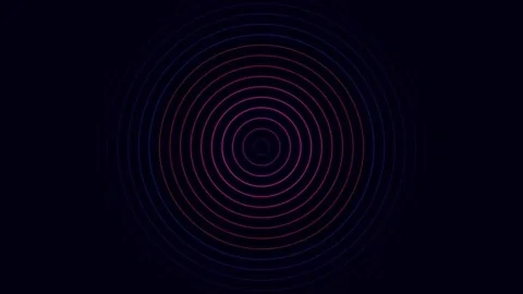 Abstract concentric circles pattern with glowing blue lines on dark background Video stock 335117457