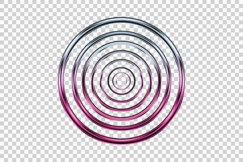 Abstract concentric circles pattern in gradient pink and white on black Illustrazione stock